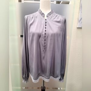 Chic Gray Satin Blouse